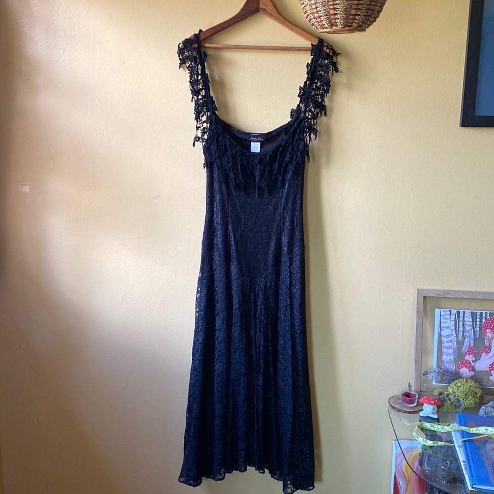 Vintage 90s Black Lace Stevie Nicks Dress sz S/M